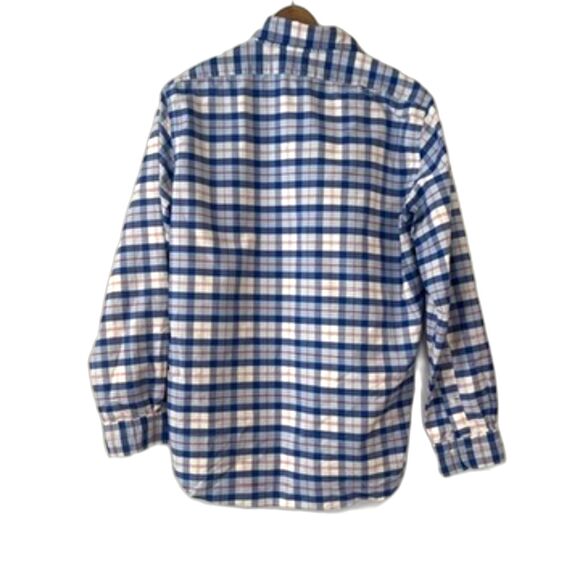 Brooks Brothers Dress Shirt Large Blue White Check Plaid Milano Button Down - Picture 2 of 6